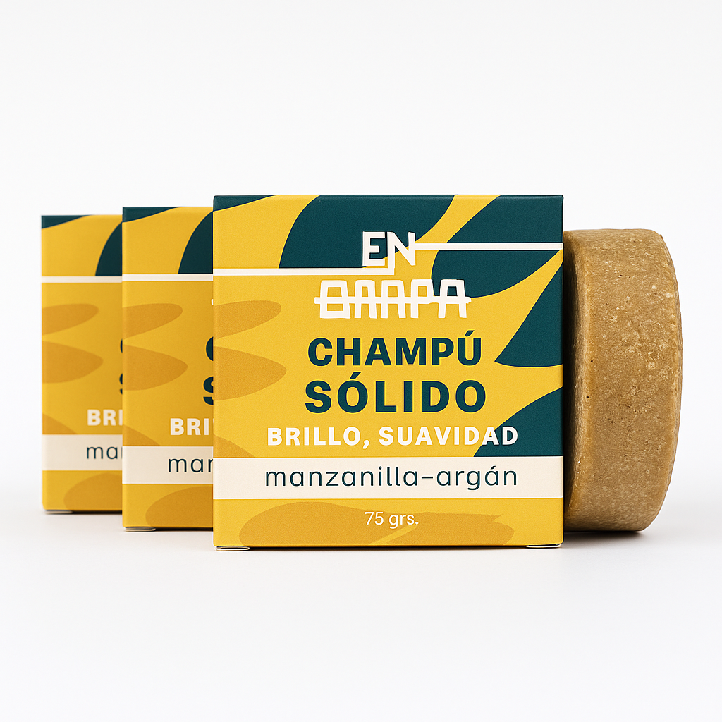 KIT 3 Champú Manzanilla  Argán - Suave y Nutritivo  JABONERA DE REGALO