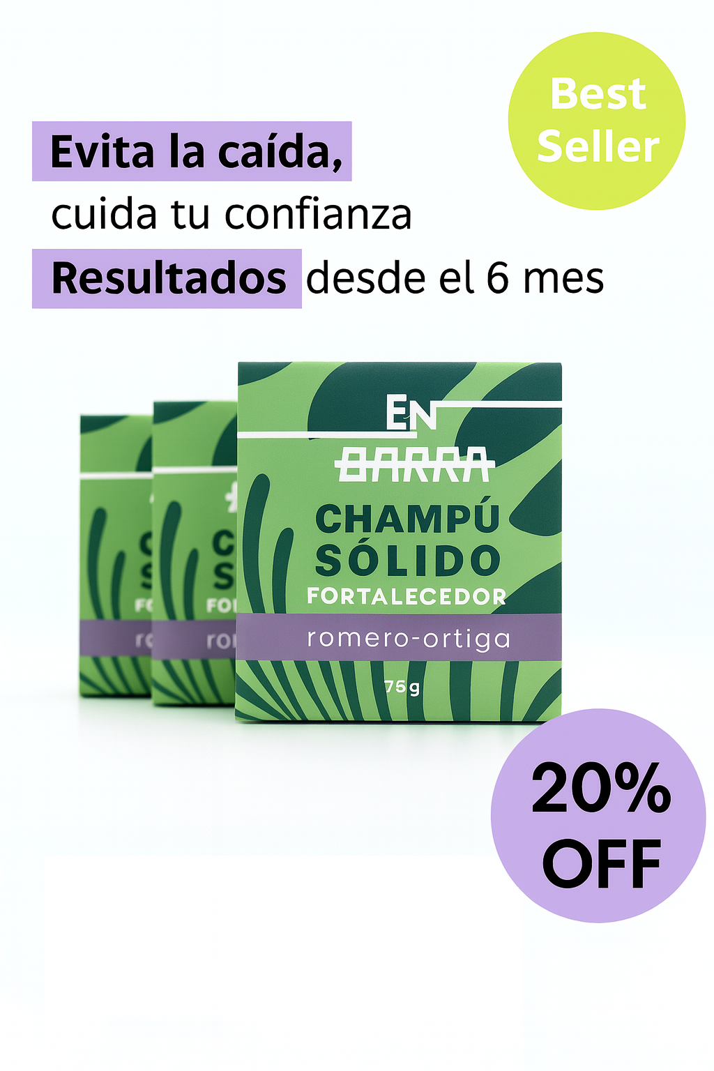 KIT  3 Champús Romero Ortiga   Fortalecedor prevención de Caspa sin sal - Rinde hasta 3 meses